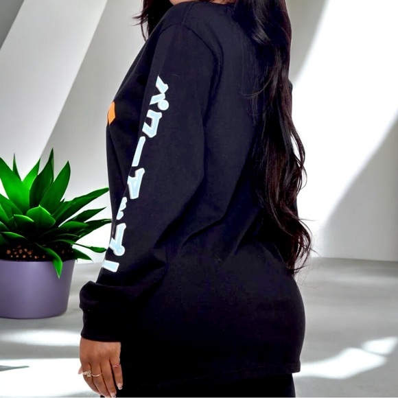 Pac-Man Black Long Sleeve Tee Shirt with Kanji - Picture 5 of 16